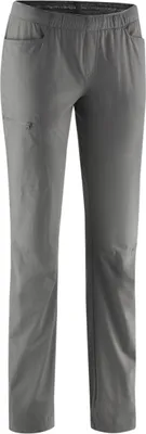 Graue Kletterhose "Wo Radar Pants" von Edelrid; geeignet für Damen; mit Taschen und schmalem Schnitt.