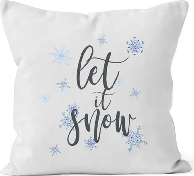 Produktbild von Kissenbezug Weihnachten Let it Snow Eiskristalle Schnee Christmas Winter Autiga® weiß 40cm x 40cm