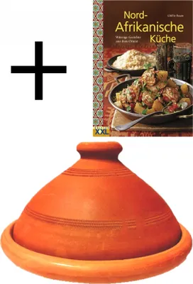 Image de lot de 2, ORIGINAL Tajine Touareg Ø 26 cm + livre de cuisine nord-africaine