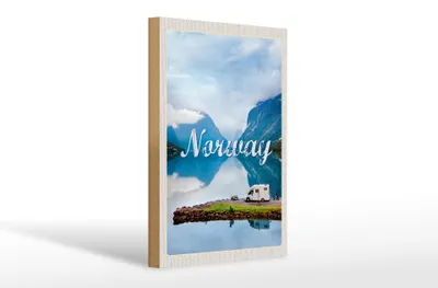 Produktbild von Holzschild Reise 20x30cm Norwegen Camping Meer Reise Natur