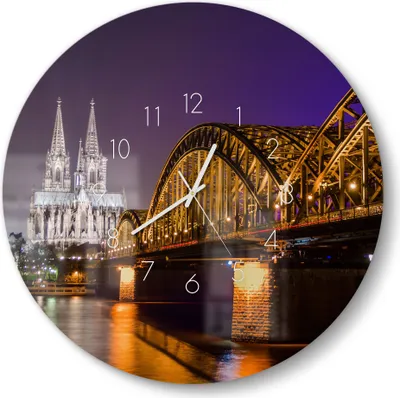 Produktbild von DEQORI Glasuhr Ø50 cm Zahlen 'Kölner Nachtglanz' Wanduhr Glas Uhr Design leise Küchenuhr