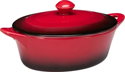 Produktbild von Auflaufform mit Deckel Excellent Houseware, Porzellan, 21x14x8 cm, 600 ml, rot