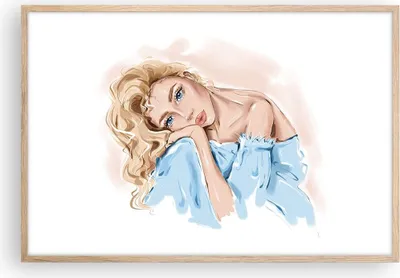 Produktbild von Gerahmtes Poster - Rahmen in heller Eiche - Nachdenklich Frau Blond - 91,5x61 cm - Wand Bild - Wanddeko - Wandbilder - Kunstposter - Wandposter - Bilderrahmen - Bilder - Kunstdruck - P2NAA91x61-5083