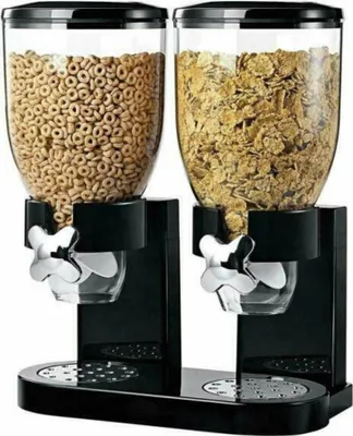 Productafbeelding van Muesli-dispenser, dubbel; cornflakes-dispenser; graanvlokken-dispenser; cornflakes-container, zwart