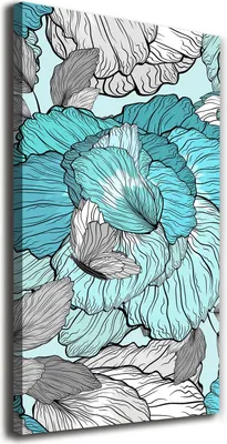 Imagen del producto de Tulup Lienzo® - 70x140 cm - Obra de arte para pared - Impresiones sobre lienzo - Impresión en lienzo - Decoración de pared para salón de gran tamaño - Decoración para el hogar, impresiones artísticas - Flores y plantas - Azul - Motivo floral