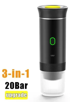Immagine prodotto di Macchina da caffè portatile per capsule - 3-in-1, erogatore di espresso - Senza fili - Pompa elettrica - 70W - 110–220 V - Macchina da caffè da viaggio - Nera