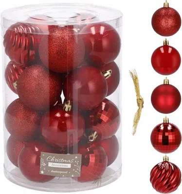 Obrázek produktu pro Vánoční baňky červené mix - 6cm, sada 20ks