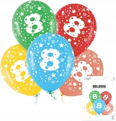 Immagine prodotto di Set Di Palloncini Colorati Con Numero 8 Per Festa Di Compleanno