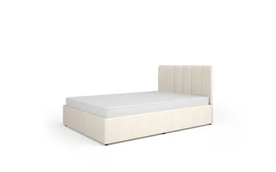 Produktbild von Polsterbett MORANO 140 Bett mit Bettkasten und Lattenrost, Doppelbett mit Stauraum, Modernes Schlafzimmerbett mit gepolstertem Kopfteil, Ehebett Beige