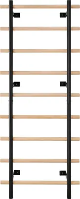 Image de SucceBuy Mur d'échelles suédoises avec 9 marches - Jouet d'escalade en bois massif robuste et acier au carbone, supporte jusqu'à 150 kg. Structure d'escalade d'intérieur avec accessoires de 8 x 8 cm pour des exercices de fitness variés.