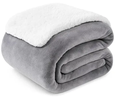 Immagine prodotto di Coperta in pile sherpa extra morbida, grigia, 150 x 200 cm
