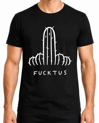 Productafbeelding van "Fucktus Kaktus" - Grappig, sarcastisch, brutaal cadeau voor cactusliefhebbers. Heren T-shirt, zwart, maat XL