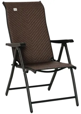 Produktbild von Outsunny Polyrattan Gartenstuhl Rückenlehne verstellbar Klappstuhl Braun