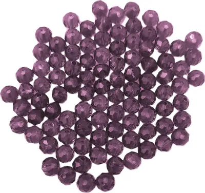 Immagine prodotto di Perle di vetro - Tipo "sfaccettato" - 100 pezzi - 6 mm - Viola