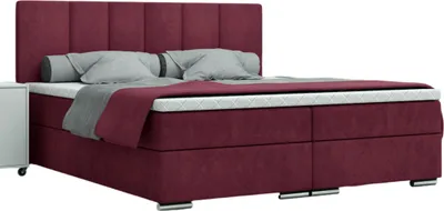 Produktbild von FURMEB24 - LIVIO 200 x 200 cm- Boxspringbett mit zwei Bettk€sten - Polsterbett mit Holzrahmen - Doppelbett mit hohem Kopfteil - Monolith - Dunkelrot