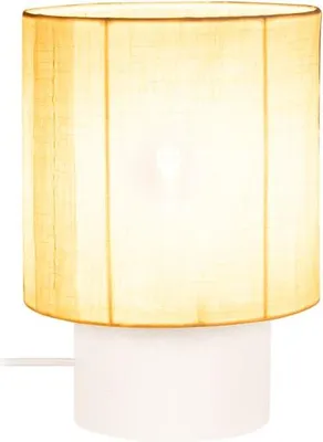 Produktbild von Nachttischlampe Beton Stoff rund D: 20 cm 28,5 cm Weiß E14 Landhaus Nachttischleuchte