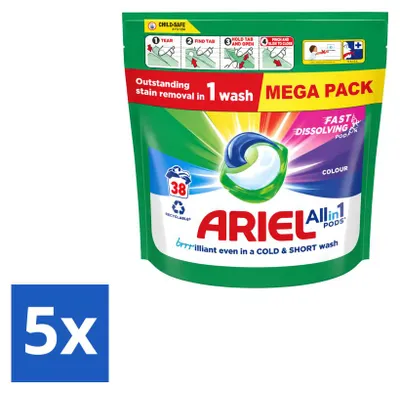Produktbild von 5 x Ariel All-in-1 Pods Color - Waschmittel für Buntwäsche - Vorteilspackung - 5 Stücke