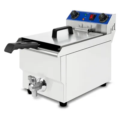 Produktbild von VERTES Friteuse aus Edelstahl 13 Liter Fassungsvermögen, 50-250°C, 3000W, 230V, Kaltzonenprinzip, Professionelle Gastronomie Fritteuse mit Ablasshahn