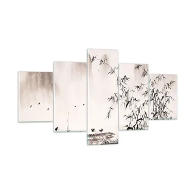 Produktbild von Bilder auf glas - Bambus schwarz China - 125x70cm - Glasbilder - Wandbilder - Kunstdruck - zum Aufhängen bereit - Wanddekoration aus Glas - Glas Bilder - Wandbild auf Glas - 5 Teile - GEA125x70-3116