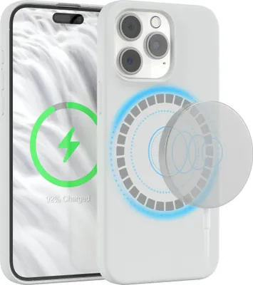 Produktbild von EAZY CASE Silikon MagSafe Handyhülle kompatibel mit Apple iPhone 15 Pro Max Hülle mit Kameraschutz, Silikonhülle, Schutzhülle Weiß