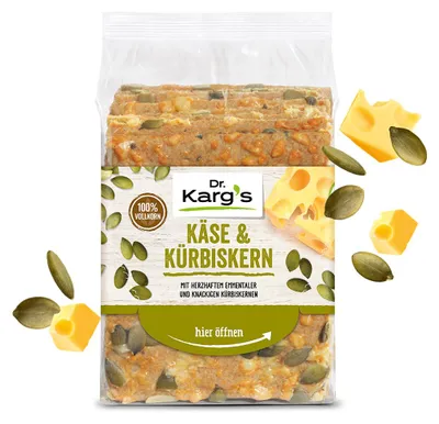 Zdjęcie produktu dla Dr Karg's ser z pestkami dyni pełnoziarniste pieczywo chrupkie wegetariańskie 200g