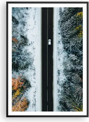 Produktbild von Gerahmtes Poster - Schwarzer Rahmen - Wald Weg Schnee - 70x100 cm - Wand Bild - Wanddeko - Wandbilder - Kunstposter - Wandposter - Bilderrahmen - Bilder - Kunstdruck - P2BPA70x100-4654