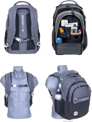 Produktbild von Schulrucksack Elephant Hero Signature Rucksack Jungen Schultasche backpack Schulranzen  Schulmappe Schule Tasche 13047 Color Block Schwarz Anthrazit