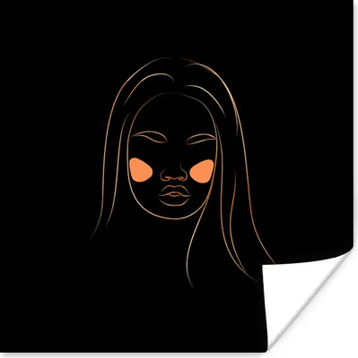 Produktbild von MuchoWow® Poster Frau - Gold - Rosa - Strichzeichnung 30x30 cm - Wandposter - Printing