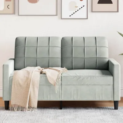 Produktbild von ZMH 2-Sitzer-Sofa Hellgrau 120 cm Samt