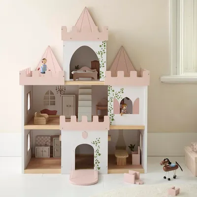 Produktbild von Petite Amélie Märchenschloss aus Holz inkl. Puppen und 10-teiligem Möbelset