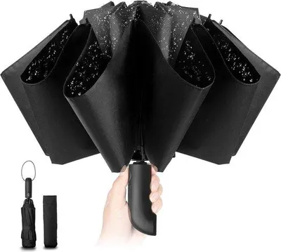 Imagen del producto de Paraguas plegable Unyqoos® resistente al viento – Automático, resistente al viento, color , uni, con una envergadura de 105 cm y 10 varillas