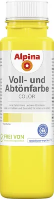 Produktbild von Alpina Color Wandfarbe Voll- und Abtönfarbe für Außen und Innen Sunny Yellow 250 ml