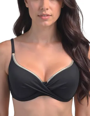 Produktbild von Vivisence Bikini Push Up BH Verstellbare Träger Ideal Für Strand Schwimmbad 3222, Schwarz-Golden,85E