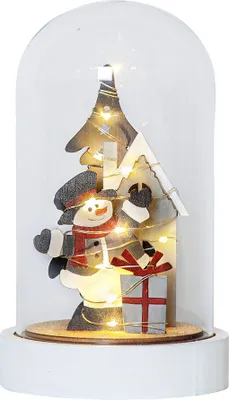 Produktbild von Deko Billy mit Glaskuppel Schneemann 10 LEDs Timer H 20cm