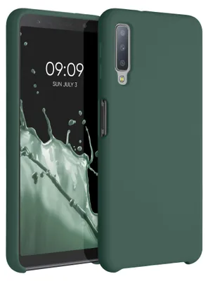 Produktbild von kwmobile Handyhülle für Samsung Galaxy A7 (2018) Hülle - Case Silikon - Kabelloses Laden - Schutzhülle Cover in Moosgrün