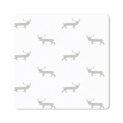 Produktbild von MuchoWow® Mauspad Mousepad Muster - Hirsche - Weiß 20x20 cm - Mousepads - Maus Mat - Pad - Mausunterlage - Desk Mat - Bureauartikeln