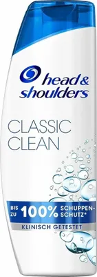 A bottle of Head&Shoulders Classic Clean shampoo against a white background.