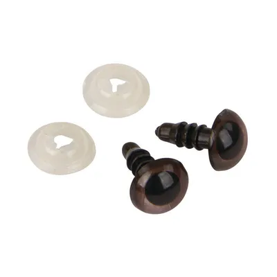 Produktbild von 10 Braune Plüschaugen Ø 8 mm mit Unterlegscheiben