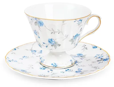 Image de Tasse à thé en porcelaine élégante, avec soucoupe, décorée de motifs de roses