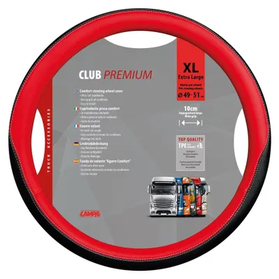 Produktbild von LAMPA 98912 Club Lenkradbezug TPE Ø49-51cm Rot Lenkradhülle