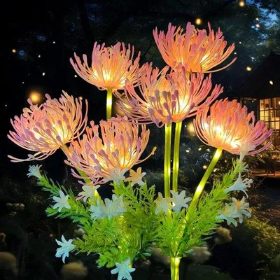 Image de Lampes de jardin solaires étanches IP65, 2 modes, rose