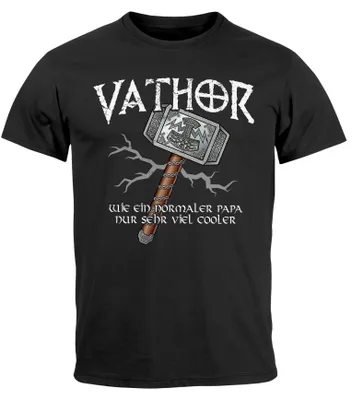 Produktbild von Herren T-Shirt cooler Papa Vathor Fun-Shirt Spruch lustig Thor Parodie Geschenk Papa Vatertag Moonworks® schwarz M