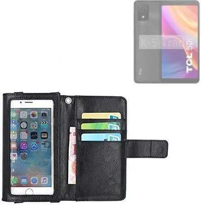 Produktbild von K-S-Trade Handy Hülle Schutz Hülle Kompatibel mit TCL 501 Case mit Displayschutz / Schutzfolie Flip Cover Wallet case Etui Hülle schwarz