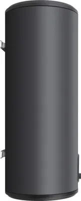 A black cylindrical electric boiler is shown against a white background.
