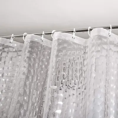 Image de Rideau de douche résistant à la moisissure, avec un poids magnétique en bas, transparent, de forme cubique, imperméable et antibactérien, en 3D-EVA, pour douche et baignoire, épaisseur 0,15 mm [150 x 180 cm], avec 10 anneaux pour rideau de douche, adapté aux enfants
