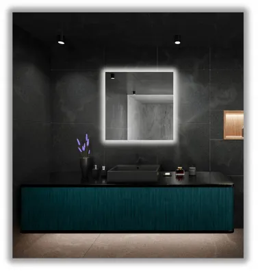 Produktbild von LED-beleuchteter Spiegel 55x55 mm, wasserdicht (IP65), quadratisch