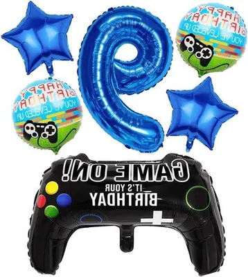 Image de Décoration pour anniversaire : thème "9 ans" pour garçons - Ensemble de ballons pour une fête d'anniversaire sur le thème du jeu vidéo