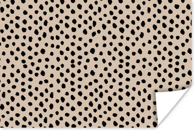 Produktbild von MuchoWow® Poster Beige - Tupfen - Muster - Schwarz 180x120 cm - Fotoplakat