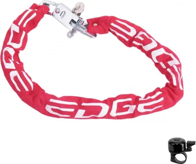 Obrázek produktu pro Edge řetězový zámek Red Chain Zámek na kolo Ø 7 mm x 120 cm červený včetně zvonku na kolo
