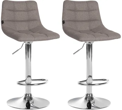Produktbild von DELUKE® Barhocker 2er Set DUBAI - Grau, Stoff, Chrom | Barhocker mit Lehne Barstuhl Tresenhocker Tresenstuhl Kneipenhocker Kneipenstuhl